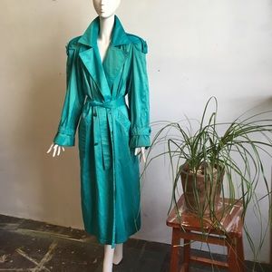 London Fog Teal Trench Coat- Vintage Fall Fashion